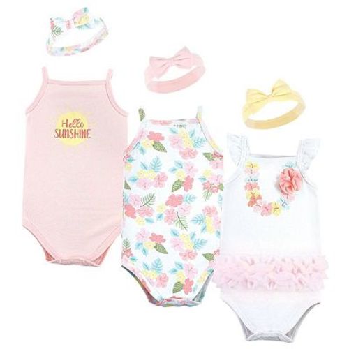 Little Treasure Baby Girl Sleeveless Bodysuit and Headband Set, Hawaiian, 0-3 Months