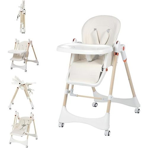 6-in-1 Convertible High Chair with Rocker | Baby High Chair for Newborn to Toddler (0-3 Years) | Adjustable, Foldable & Easy-Clean with Dishwasher Safe Tray & Tool-Free Assembly,White