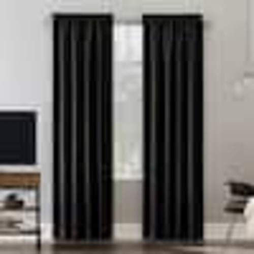 Sun Zero Alna Theater Grade Black Polyester 52 in. W x 84 in. L Rod Pocket 100% Blackout Curtain (Single Panel) 52469