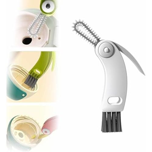 3 in 1 Cup Lid Cleaning Brush, 2024 Upgrade Crevice Cleaning Brush Set for Baby Bottle Gap Tight Spaces Cup, 3 in 1 Multifunctional Cleaning Brush Portable Cup Lid Cleaner with Brush (A4)