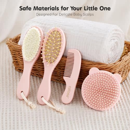 Baby Brush and Comb Set,Wooden Baby Brush,Soft Goat Hair,Newborns
