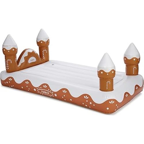 FUNBOY Kids Gingerbread House Holiday Sleepover Travel Bed & Air Mattress. Perfect for Sleepovers. Includes Carrying Storage Bag, Twin
