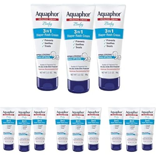Aquaphor Baby Diaper Rash Cream with Zinc Oxide, Multipack, 3.5 Ounce (Pack of 12)