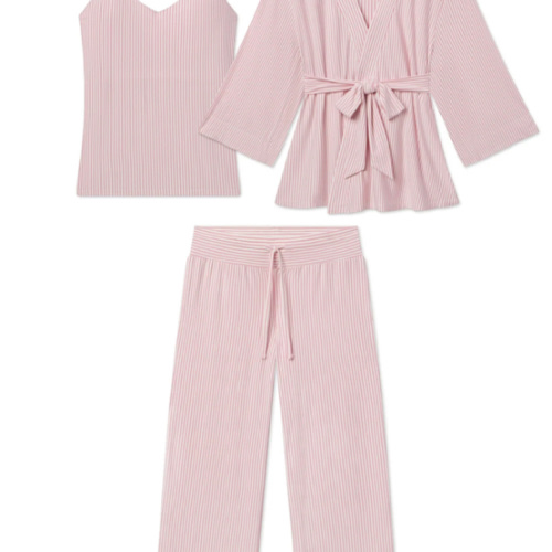 LAKE | Women | DreamModal Pajamas | Carnation Pencil Stripe Maternity Kimono Bundle