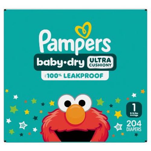 Pampers Baby Dry Diapers Pack- Size 1 - 204ct