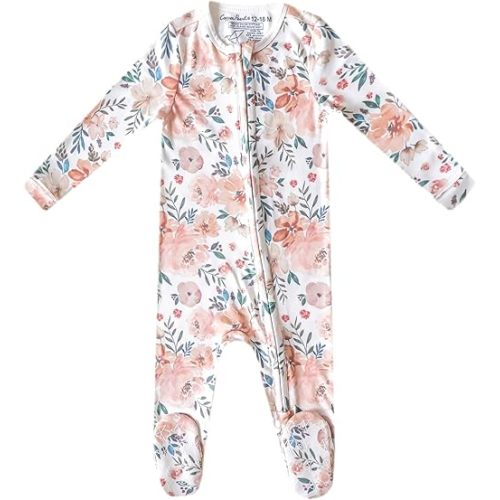 Copper Pearl Zip-Up Footie Baby Pajamas: Ultra-Soft Boys & Girls Pajamas, Premium Knit Fabric in Stylish Prints, Tag-Free with Two-Way Zipper, Newborn to 24 Months, Autumn