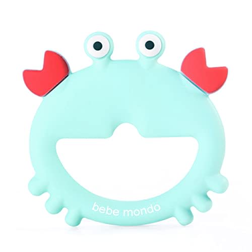Teething Toys 3-6 Months, Teethers for Babies 3-6 6-12 Months for Teething Relief, Baby Teether Teething Toys 100% Silicone, Newborn Infant Sensory Baby Toys 0-6 Months,bebe mondo (Crab)