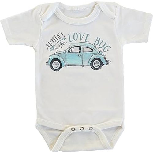 Witty and Bitty Auntie's Little Love Bug Car Onesie/Bodysuit, Gifts from Aunt for Nephew Baby Shower Present