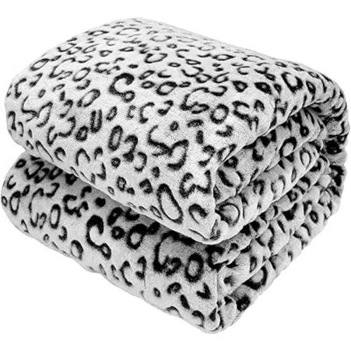 Black Leopard Throw Blanket, Soft Warm Cheetah Print Blanket for Boys Girls, Fuzzy Plush Home Room Decor for Car Seat Stroller Travel 40"x50"
