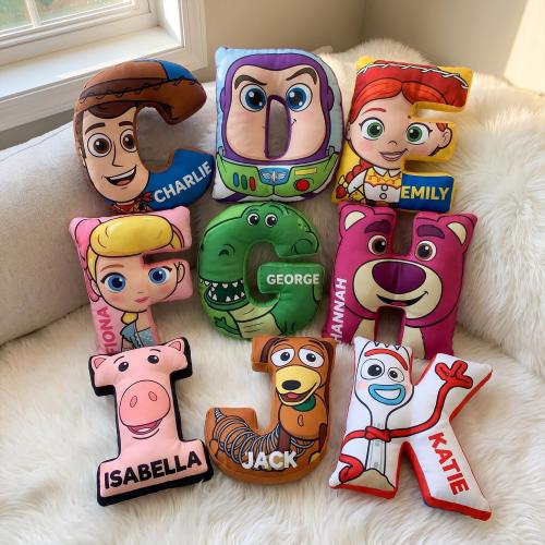 Personalized Toy Story Letter Pillow, Custom Woody Buzz Lightyear Jessie Rex Lotso Forky Alphabet Pillow, Name Gift Kids Room Decor