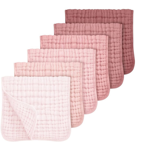 Looxii Muslin Burp Cloths Baby Girl 6 Pack - 20" x 10" - Ultra Soft & Absorbent, 6-Layer 100% Cotton for Spit Up & Drool- Gentle Baby Burping Cloth, Newborn Essentials Shower Gift Girl, Gradient Pink