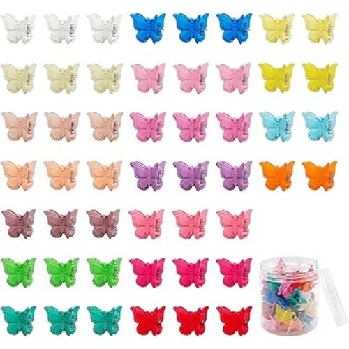 50 Packs Assorted Color Butterfly Hair Clips, Beautiful Mini Butterfly Hair Clips Hair Accessories for Women and Girls (Solid Color)