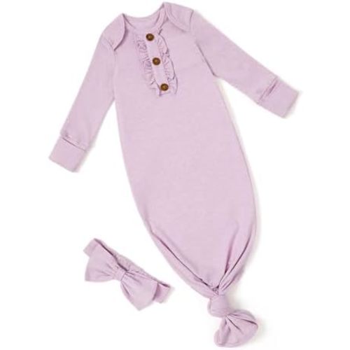 PATPAT Tencel & Wool Blend Baby Sleeper Gown for Newborn Boy Girl Infant, Knotted Sleep Sack as Premium Gift for Baby