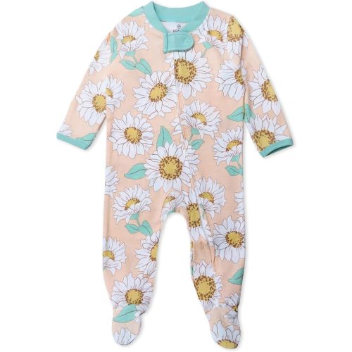 NEW BORN :: HonestBaby Sleep & Play Footed One-Piece Pajama Sleeper 100% Organic Cotton, Baby Girls