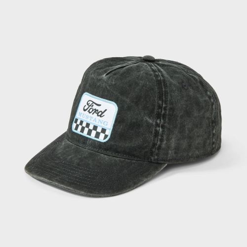 Boys' Ford Bronco Baseball Hat - Black: Cotton Twill, Adjustable Snap, Classic Check Pattern