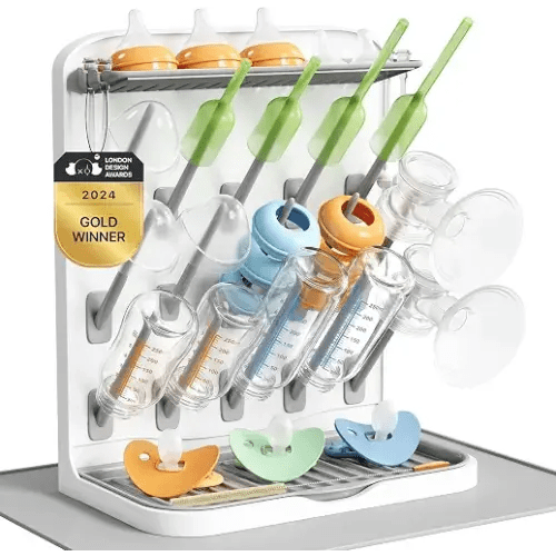 Lifewit Large Baby Bottle Drying Rack with Drain Mat & 15 Hooks, Newborn Essentials Must Haves, Bottle Storage Organizer for Countertop, Cabinet, Rack Dryer Holder for Pacifiers, Pump Parts