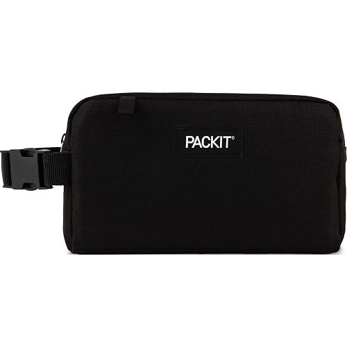 PackIt Freezable Small Insulated Snack Box, Black, with EcoFreeze Technology (Built-in Ice Pack), Mini Cooler or Small Lunch Bag, For Fresh Snacks On the Go, for Work, Gym, or Travel