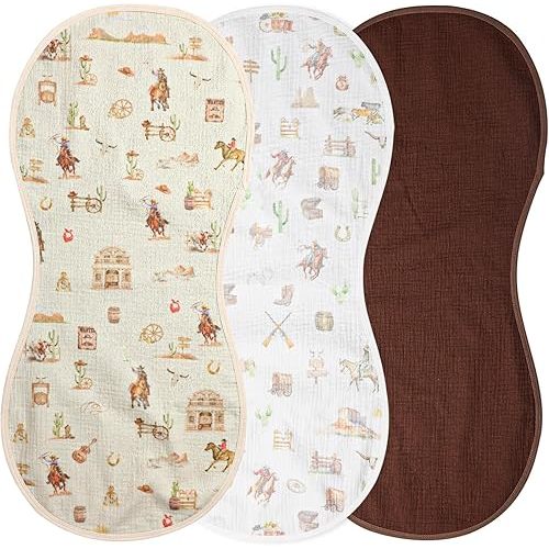 3 Pcs Changing Pad Liners Fits in Peanut Shape Changing Pad Waterproof Diaper Mats Organic Cotton Peanut Mats are Warm on Baby's Back, Washable Reusable (Cowboy,Mixed Color)