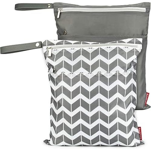 2Pcs Wet Dry Bags for Baby Cloth Diapers Waterproof Washable Reusable with Two Zipper Pockets for Dirty Gym Clothes, Travel, Beach Pool Daycare Soiled baby Accessories