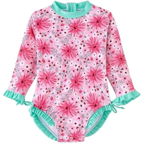 UMELOK Baby Girl Swimsuit Infant Rashguard Swimwear One Piece UPF 50+ Sun Protection Rash Guard Bathing Suit