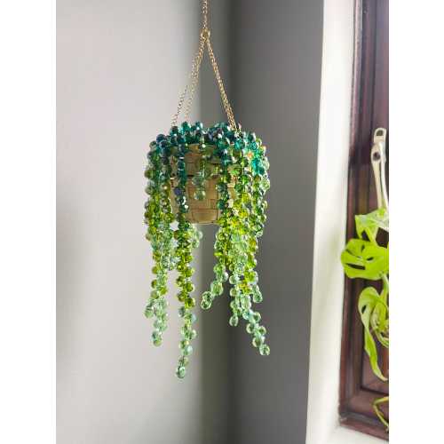 Beaded Plant Sun Catcher Beaded Crystal Succulent Window Hanging