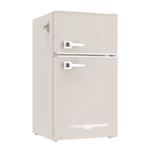 3.1cu. ft. 2-Door Retro Mini Refrigerator in White (Cream)