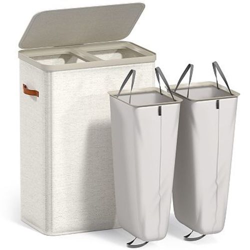 Sorbus 2-Compartment Laundry Basket with Removable Bag - Durable Organizer - Space Saving Design