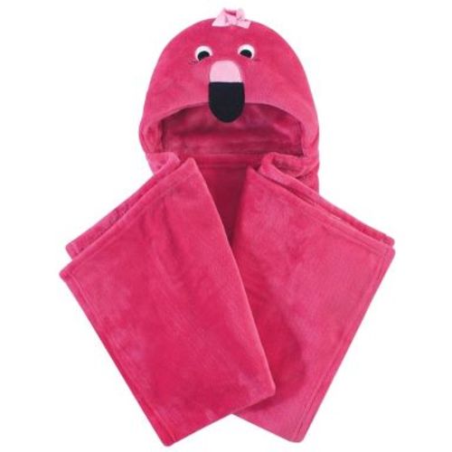 Hudson Baby Infant Girl Hooded Animal Face Plush Blanket, Flamingo, One Size