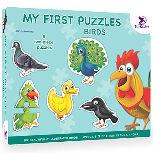 ToyKraft: My First Puzzles - Birds | 2 Pcs Puzzles for 3 Year Olds | Chunky Puzzles | Toddler Matching Puzzles