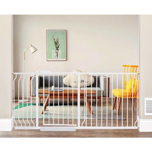 ALLAIBB Extra Wide Pressure Mounted Baby Gate Walk Through Child Kids Safety Toddler Tension White Long Large Pet Dog Gates with Extension for doorways Kitchen (66.93"-71.65"/170-182cm)