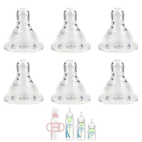 Silicone Nipple for Dr. Brown’s Natural Flow Level 3 Narrow Baby Bottle, Fast Flow, 6m+, 6 Count
