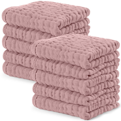 Comfy Cubs Muslin Baby Washcloths - Soft 6-Layer Cotton Wash Cloths for Sensitive Skin - 10"x10" Large, Gentle, Absorbent Infant Essentials & Reviews | Wayfair