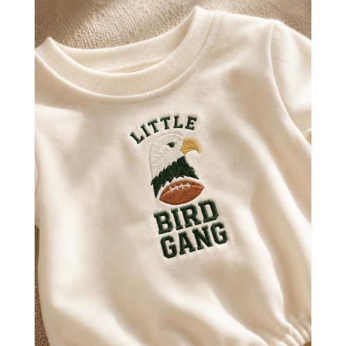 Little Bird Gang Embroidered Baby Romper, Green Eagle Football Outfit, Game Day Newborn Gift, Sports Baby Shower Gift