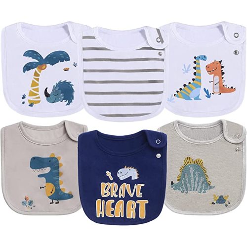 Cotton Waterproof Baby Bibs for Girls Boys Unisex for Drooling Drooler Teething with Snaps,Oeko-TEX Certified Print