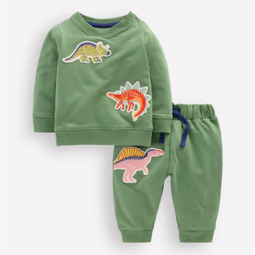 Sweatshirt Play Set-Sage Green Dinos | Boden USA
