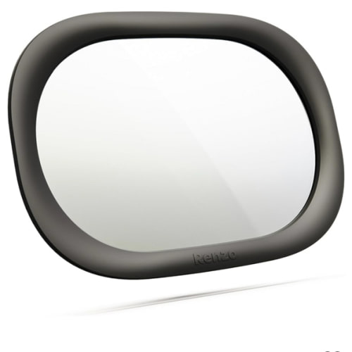 Renzo Baby Car Mirror - Rear Facing Car Seat Mirror for Infants - Extra Large, Shatter-Resistant, 360° Adjustable, Tool-Free Installation - Fits Most Cars, SUVs & Trucks (Midnight Black)