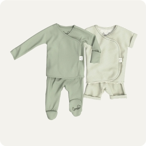 Baby Bundle - Avocado Footie + Mint Twist Romper – Bonsie Skin to Skin Babywear