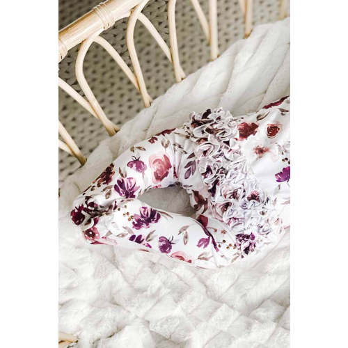Demi's Dusty Purple Floral Ruffle Zipper Footie