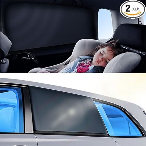 [2025 Upgraded] Doogoocoo Car Window Shades for Baby, [100% UV Block & Ice-Crystal Cooling] Breathable Car Shade for Back Window Universal Fit for SUV, Sedan, 2 Pack, Privacy & Safety (Medium)