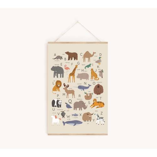 Printable Safari Nursery Alphabet Wall Art Instant Download for Baby or Kids Bedroom