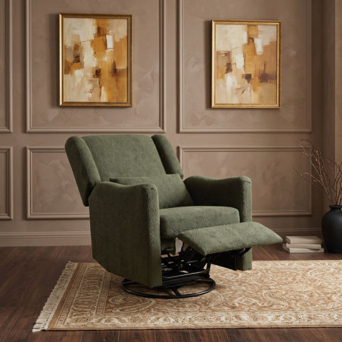 Ebern Designs Modern Swivel Glider Recliner Chair with 3-Position Locking Leg Rest, Plush Supportive Back and 360° Swivel Base | Wayfair