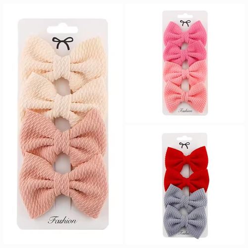 12Pcs Baby Hair Bows Toddler Hair clips, Fully Lined Baby Girl Bows, Anti-Skid Baby Hair Clips, Cotton Linen, Bow Hair Accessories, 6 Colors (Red,Grey,Beige,Pink)