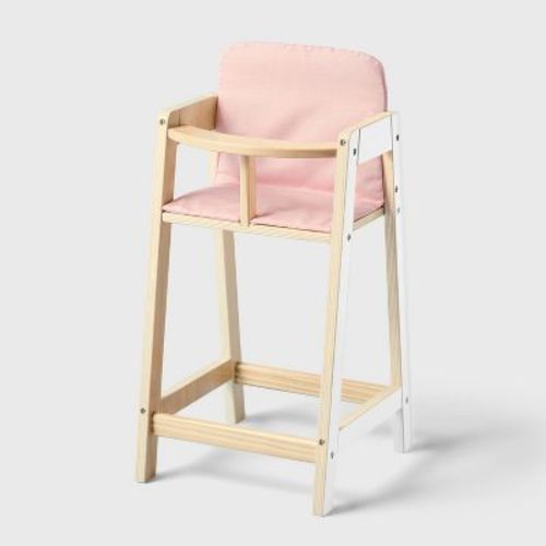 Baby Doll Wooden High Chair - Gigglescape™: Fits All Doll Sizes, 2-Piece Set, Wood Material, Baby & Infant Theme