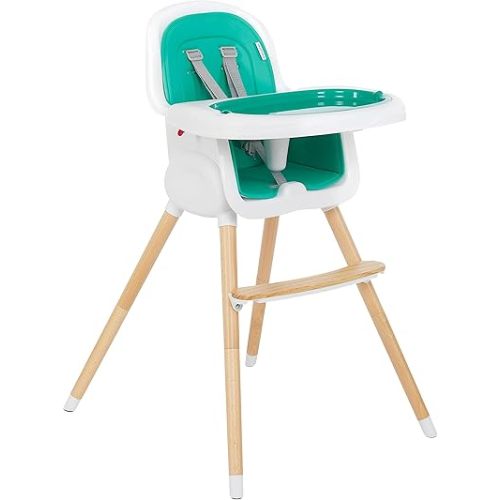 Dream On Me Lulu 2-in-1 Highchair Convertible Compact High Chair Light weight Portable, Green