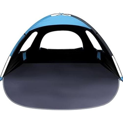 WhiteFang Beach Tent Anti-UV Portable Sun Shade Shelter for 3/4/6/8 Person, Extendable Floor with 3 Ventilating Mesh Windows Plus Carrying Bag, Stakes and Guy Lines
