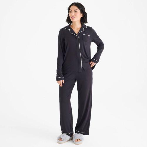 women's onyx modal magnetic classic with a twist long sleeve pajama se – Magnetic Me