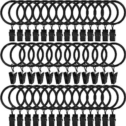 40 Pack Metal Curtain Rings with Clips, Drapery Clips Hooks, Decorative Curtain Rod Clips 1.5 in Interior Diameter, Vintage Black