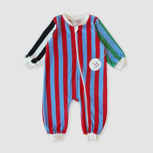 Terry Striped Long Sleeve Zip Onesie - 100% Cotton Baby Onesie – All Small Co.