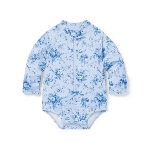 [6-12 MONTHS] Baby Swiss Blue Floral Baby Floral Rash Guard Swimsuit by Janie and Jack