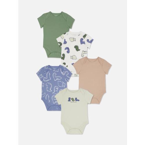 0-36mths | 5pk Dinosaur Graphic Short Sleeve Bodysuits